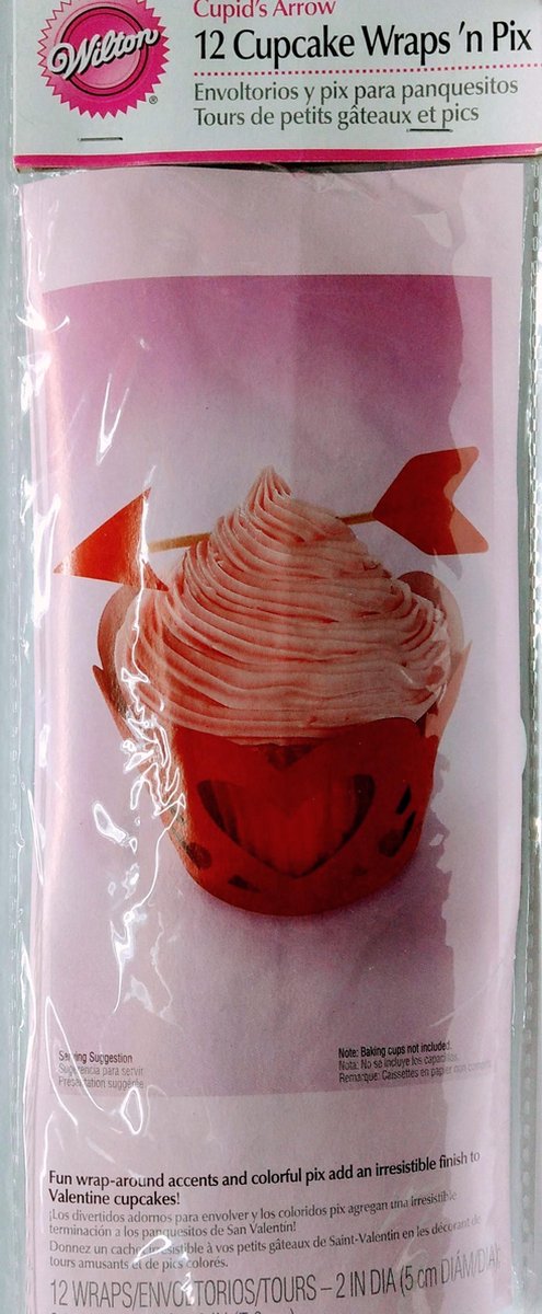 Wilton Cupcake Wraps N Pix | Valentijn Cupcake Rode Wrappers met Pijl decoratie | 12 stuks