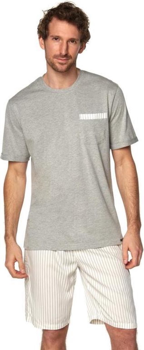 Rossli-  - heren pyjama - grijs/wit XXL