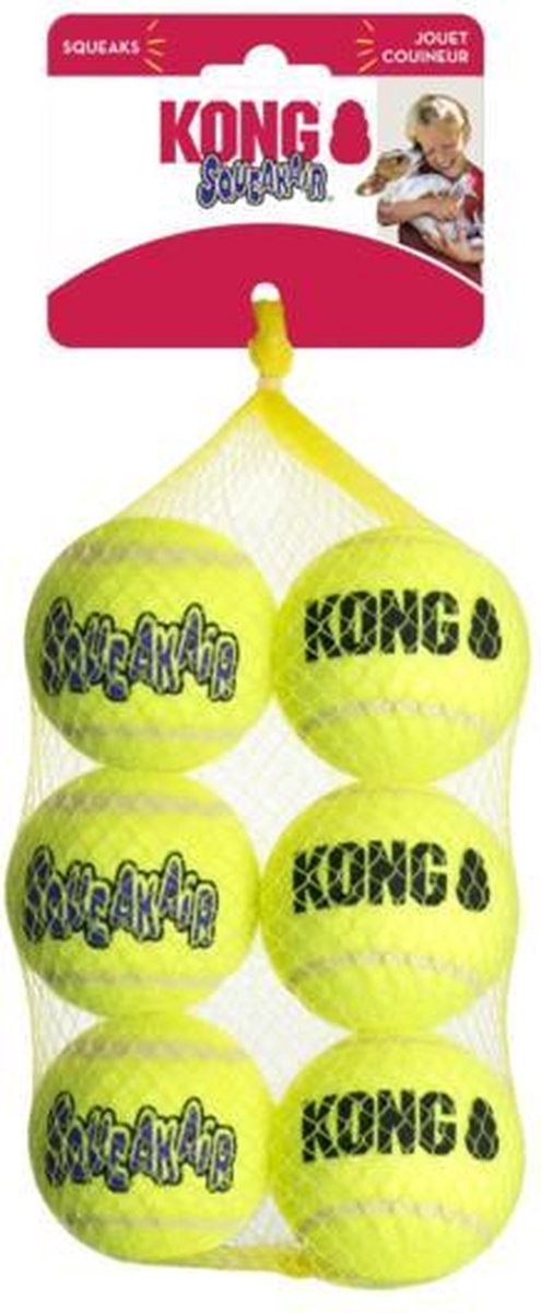 Kong - SqueakAir - Speelgoed voor honden - Set van 6 Hondenballen - Tennisballen voor honden - 6.35 CM