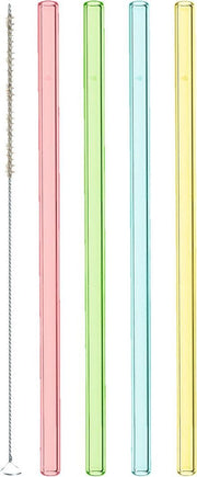 Leonardo Ciao - Glazen Rietjes Kleur - 20cm - 4 stuks - + borstel