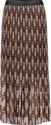 Cassis - Lange plissérok met kasjmierprint - Rood