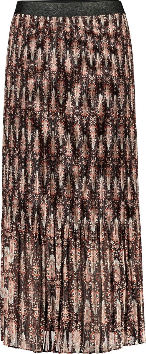 Cassis - Lange plissérok met kasjmierprint - Rood
