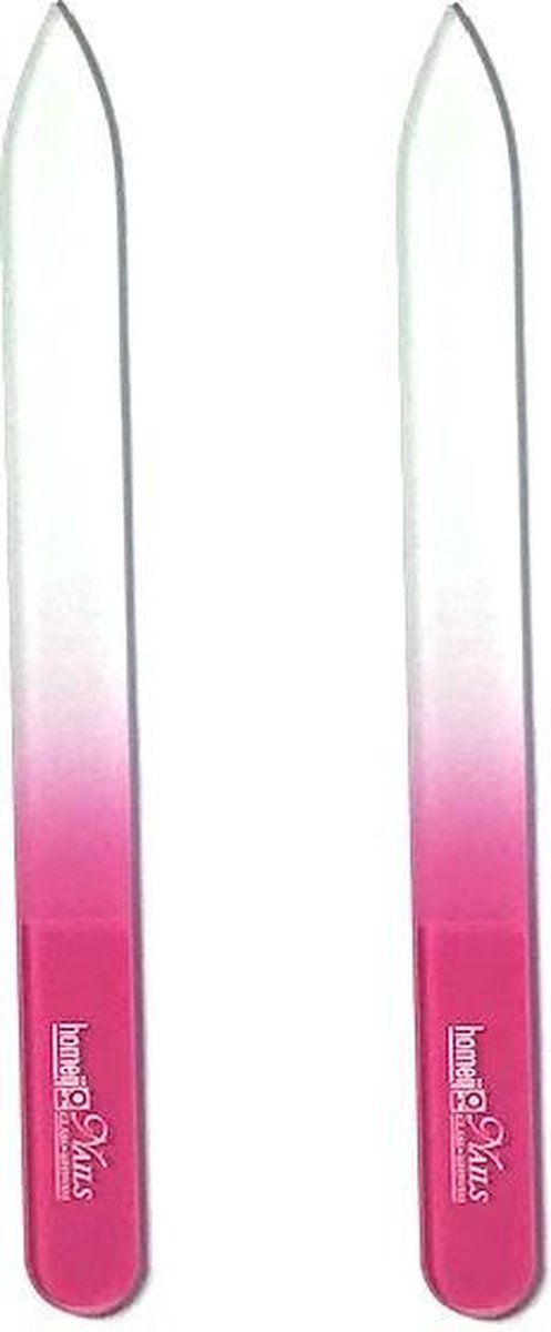 2x Homeij glasvijl vijl nagelvijl glas 13.5 cm - onverpakt - glazen nagelvijl - nagels - glass file - roze