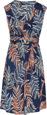 Cassis - Jurk met palmprint - Marineblauw
