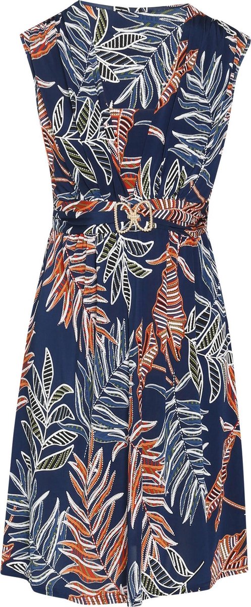 Cassis - Jurk met palmprint - Marineblauw