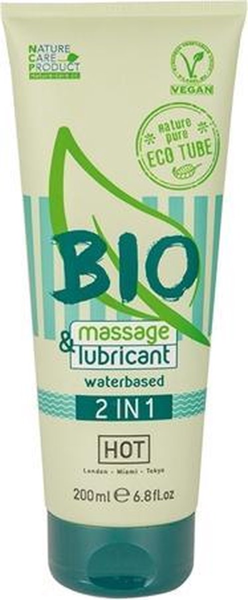 HOT BIO 2 in 1 Waterbasis Glijmiddel En Massagegel - Drogisterij - Glijmiddel - Discreet verpakt en bezorgd