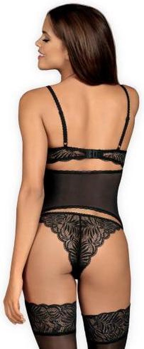Contica Jarretelset - S/M - Zwart - Sexy Lingerie & Kleding - Lingerie Dames -  Dames Lingerie - Jarretel Setjes