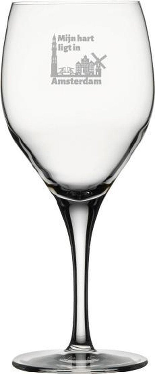 Gegraveerde witte wijnglas 34 cl Amsterdam