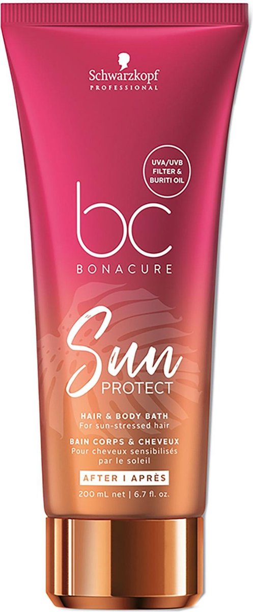 Trekt snel in en plakt niet -  Schwarzkopf Bonacure Sun Protect Hair & Body Bath 200 ml -  vrouwen - Voor