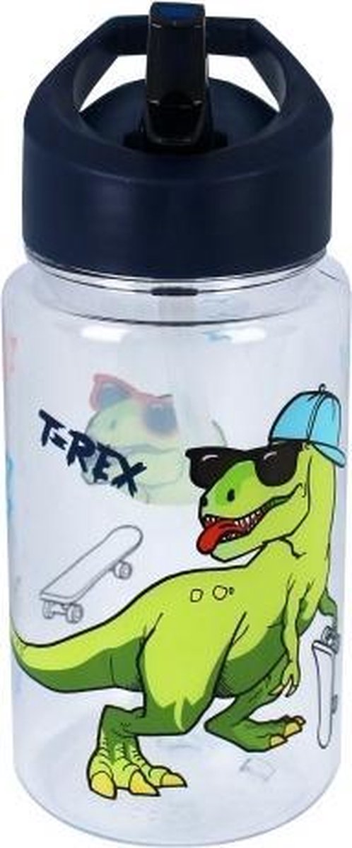 Prêt Drinkfles 400 Ml T-rex Jongens 12 X 7 Cm Groen/transparant