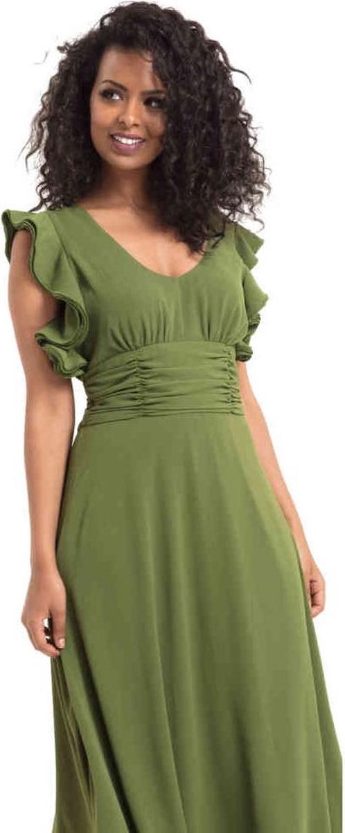 Voodoo Vixen Lange jurk -L- Amelia Olive Groen