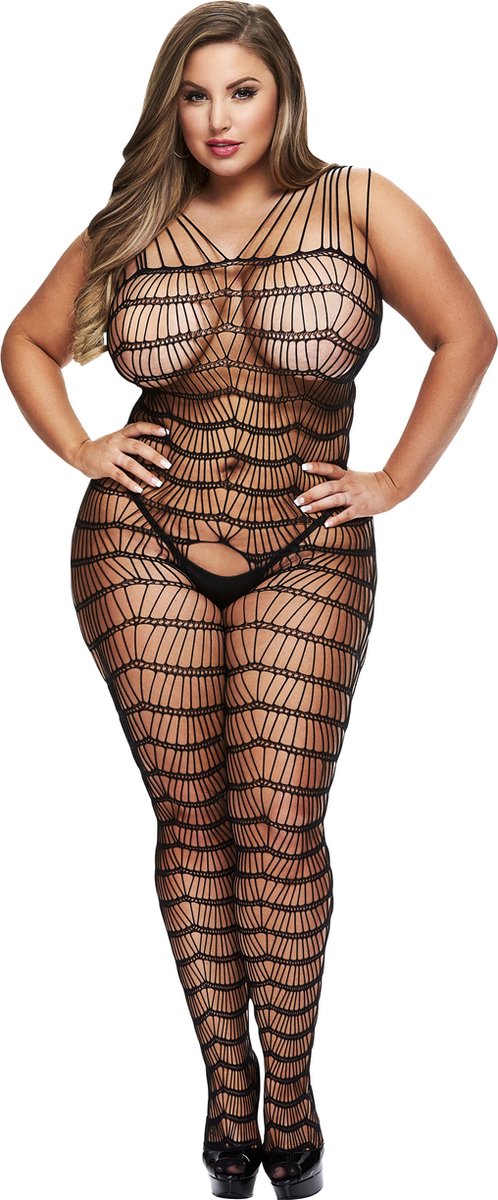 Baci - Criss Cross Crotchless Bodystocking Queen Size