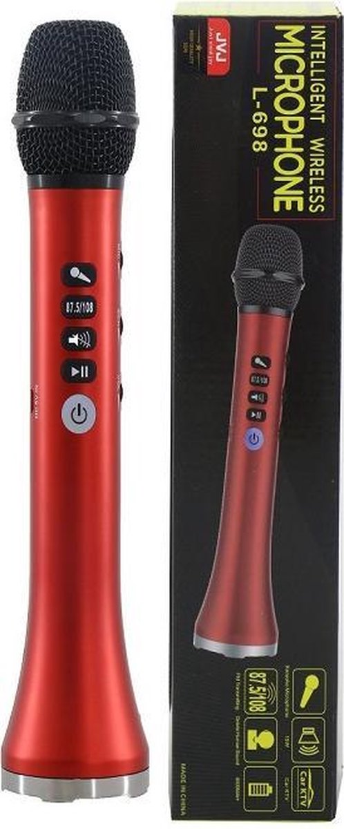 Microfoon l-698-mega-microfoon-bluetooth-luidspreker-draagbare-karaoke-microfoon-speaker-met-equalizer-voor-smartphone-rood