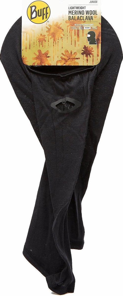 Buff Merino Wool Balaclava Zwart Kinderen - Maat ONESIZE