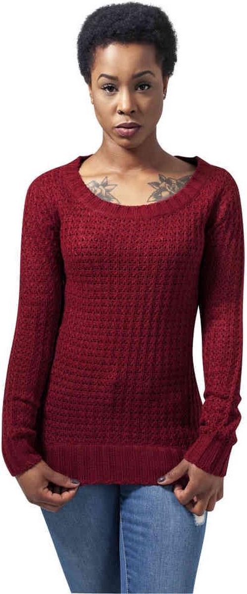 Urban Classics Sweater/trui -M- Long Wideneck Rood