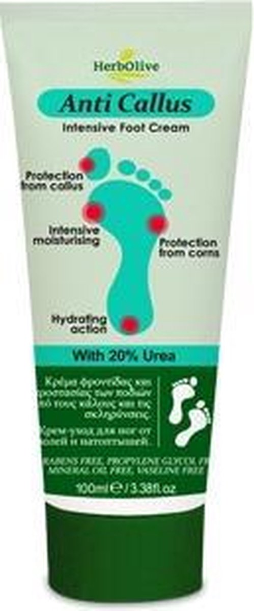 HerbOlive Voetcreme Anti Callus *20% Urea* Tegen Eelt en Verharde huid 100ml