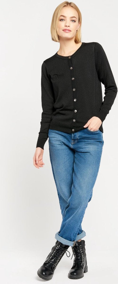 Cardigan met lurex en knopen - Zwart