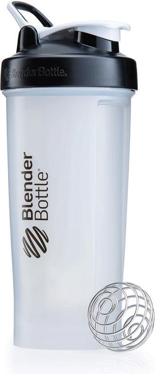 BLENDERBOTTLE | Pro45 | Shaker | Bidon | 1300ml  / 1.3 LITER | Transparant | Zwart. Lekt niet en geen klonten in je shake.
