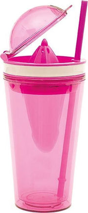 Zak!Designs On The Go Citruspers Drinkbeker - Dubbelwandig - Incl. Rietje - SAN - 500ml - Roze