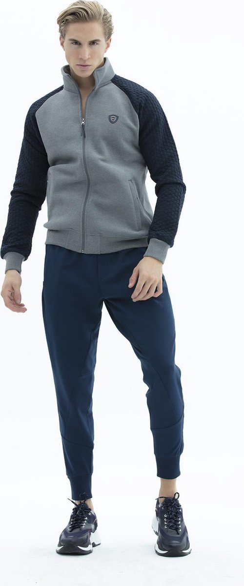 SCR. Lebo Winter Sweatvest Met Donkerblauwe Mouwen Met Wafelstof