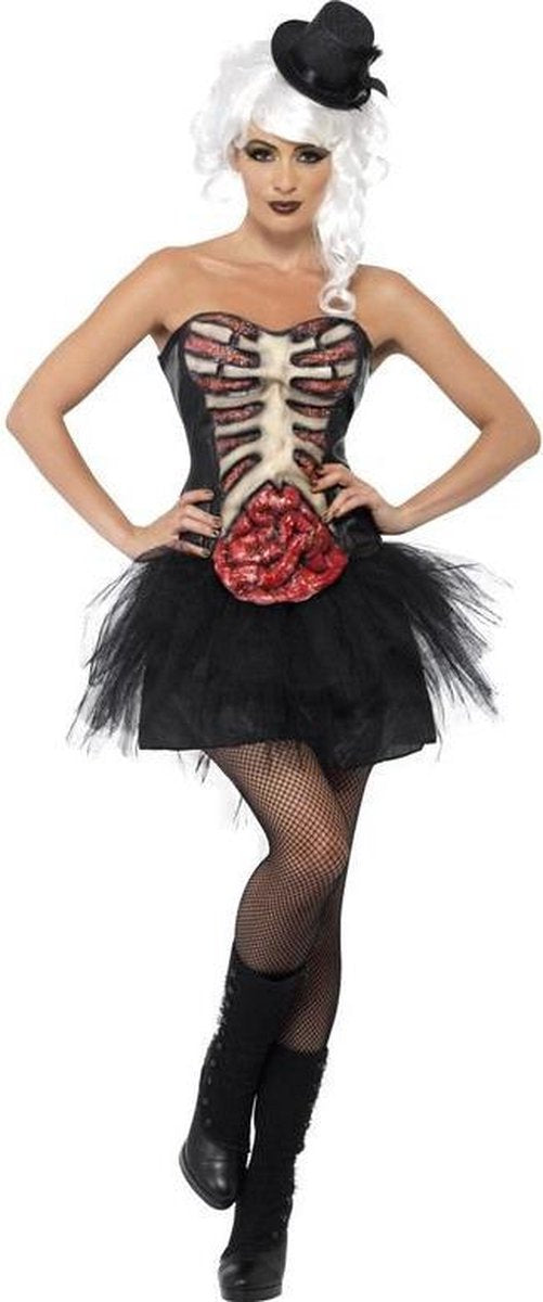 "Verkleedkostuum skelet met open borst voor dames Halloween pak - Verkleedkleding - Small"