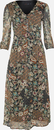 Maxi jurk met bloemenprint - Zwart