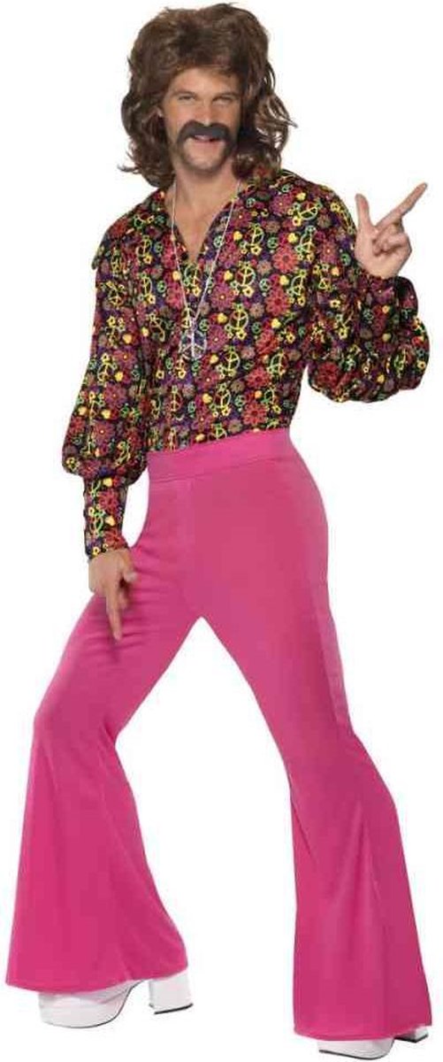 60's Neon Hippie Heren Kostuum - Maat Large