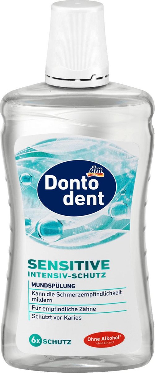 Dontodent Mondspoeling gevoelig voor gevoelige tanden - Beschermt tegen tandbederf - Zonder alcohol (zonder ethanol) (500 ml)