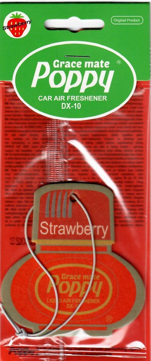 Poppy Grace Mate ® Geurhanger  Aarbei / Strawberry - Luchtverfrisser auto – Geurhanger - Geurverfrisser – Autogeurtje