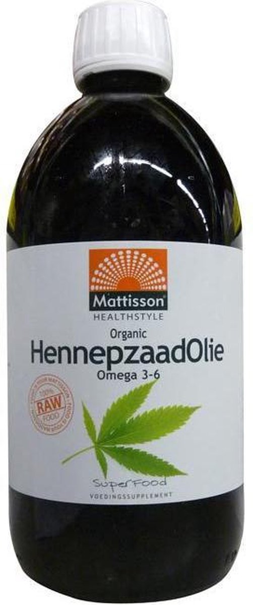 Mattisson Hennepzaadolie  Organic Raw - 500 ml - Voedingssupplement - Superfood
