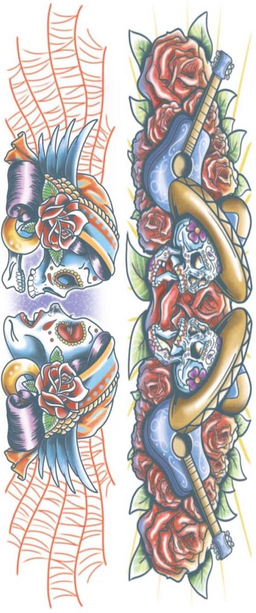 Dia de los Muertos nep tatoeages voor volwassenen - Schmink