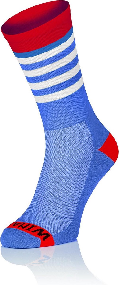 Winaar BRW Fietssokken Blauw/Rood/Wit Strepen Maat M (42-44)