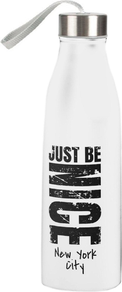 Sport Bidon drinkfles/waterfles New York City print wit 750 Ml van Rvs