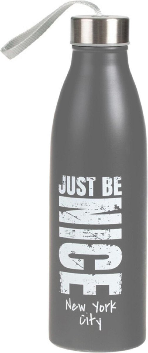 Sport Bidon drinkfles/waterfles New York City print grijs 750 Ml van Rvs