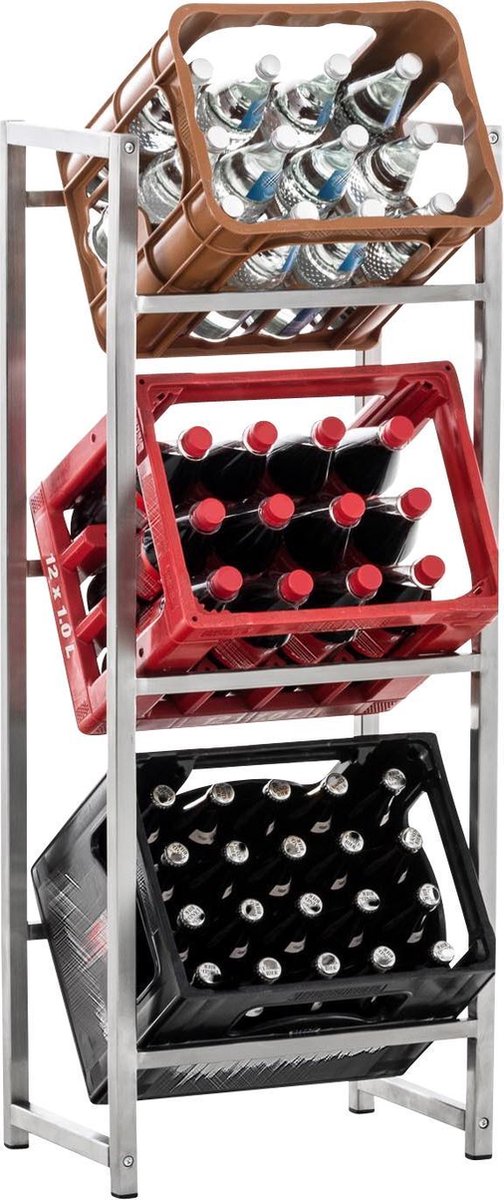 Clp Lennert Krattenrek - roestvrij staal 116 x 47 x 31 cm (voor 3 kratten)