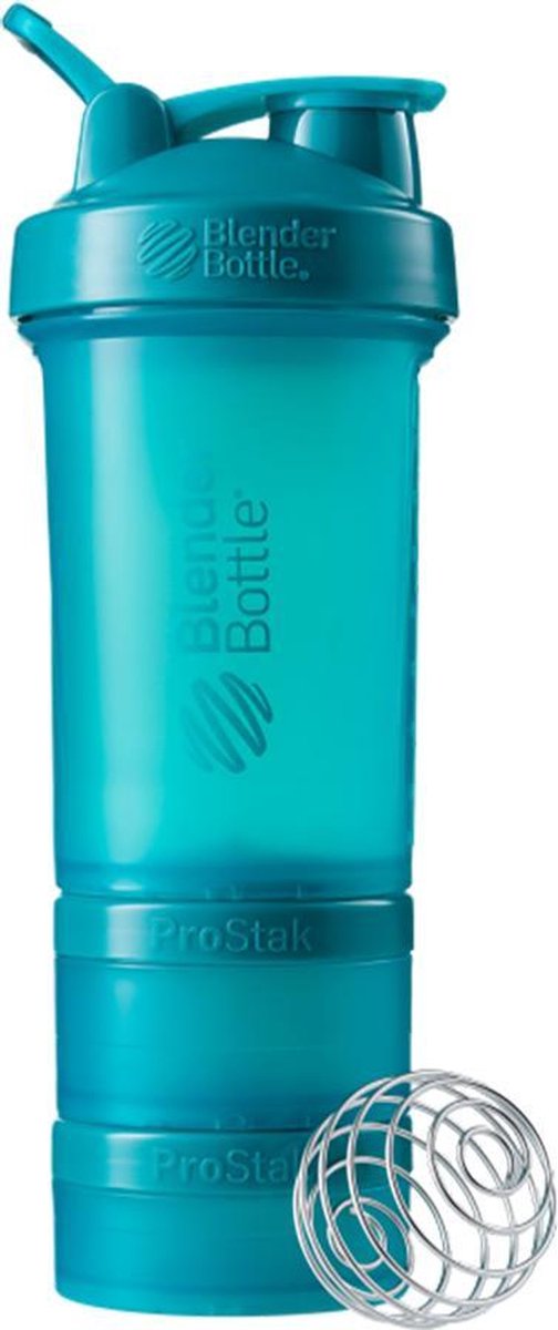 BlenderBottle ProStak - Eiwitshaker | Bidon | Shakebeker - 650 ml  - Full Color Teal | Zee Blauw