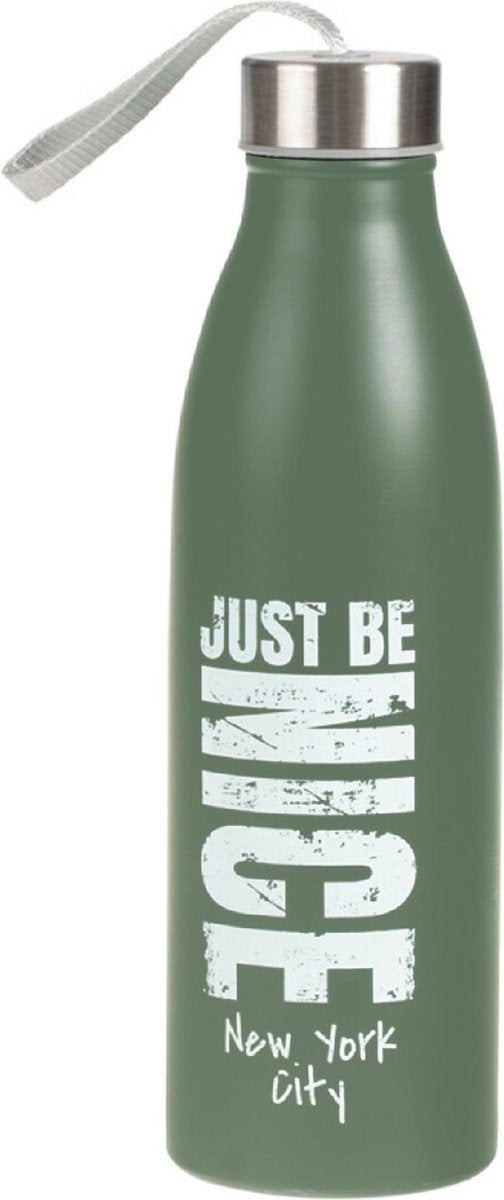 Sport Bidon drinkfles/waterfles New York City print groen 750 Ml van Rvs