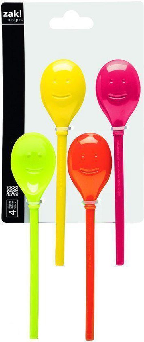 Zak!Designs Happy Spoon Dessertlepel - Mini - 20 cm - Hot Pop -  Set van 4 stuks