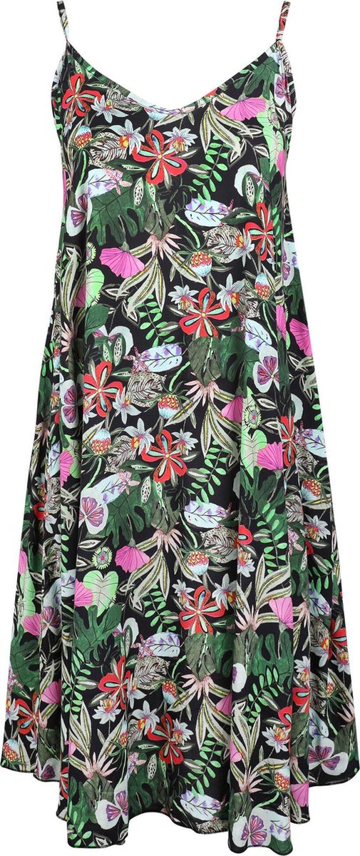 Jurk in viscose met bladprint