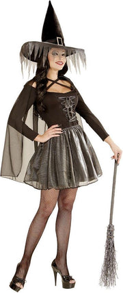 Zilverkleurig heks kostuum voor dames Halloween  - Verkleedkleding - Large