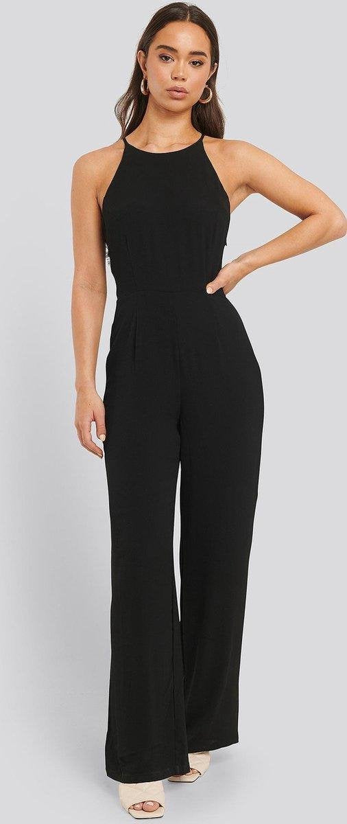 NA-KD Lace Back Vrouwen Jumpsuit - Black - Maat M (38)