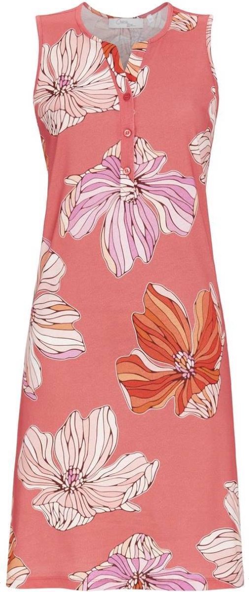 Mouwloos oranje nachthemd bloemen