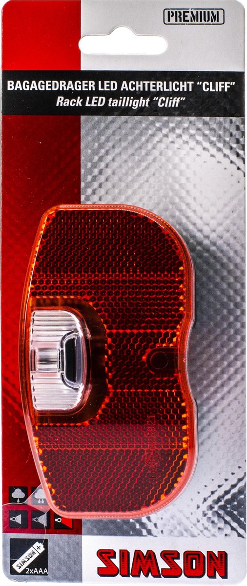 Simson batterij bagagedrager achterlicht cliff 1 led on/of
