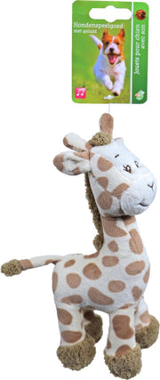 de Boon - Hondenspeelgoed Pluche staande Giraffe met piep - 20cm