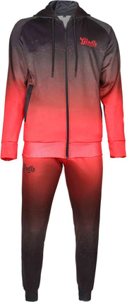 Gladts trainingspak heren volwassenen gradiënt style zwart met rood maat S