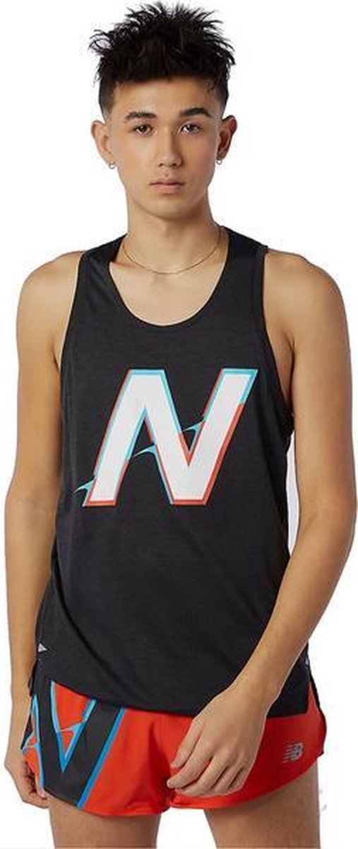 New Balance Impact Singlet Heren - blauw - maat M