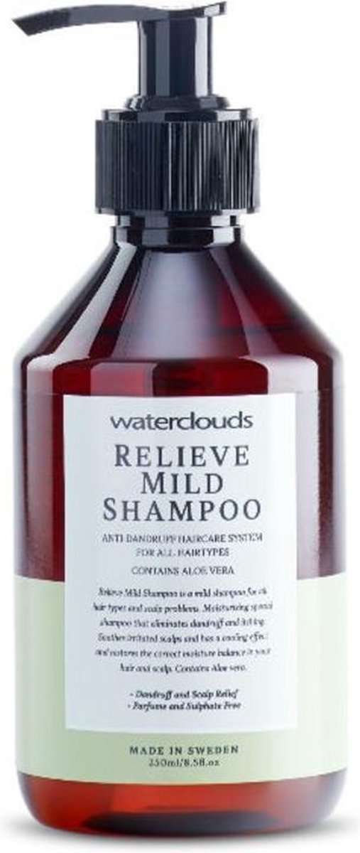 Waterclouds Relieve Mild Climbazole Shampoo - Anti-roos vrouwen - Voor Gevoelige hoofdhuid/Hoofdhuid met roos - 250 ml - Anti-roos vrouwen - Voor Gevoelige hoofdhuid/Hoofdhuid met roos
