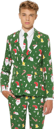 Opposuits Verkleedpak Santaboss Jongens Polyester Groen Mt 146-152