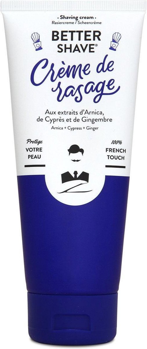 Scheerset - Giftbox met Better shave scheercrème - Kwast 100% vegan - Scheermes Prestige - Aluinsteen voor een kalmerende werking - Elegant design