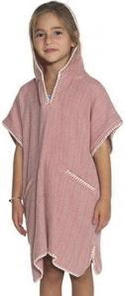 Strandponcho ZigZag Dusty Rose - Leeftijd 2-3 jaar - jongens/meisjes/unisex pasvorm - poncho handdoek voor kinderen met capuchon - zwemponcho - badcape